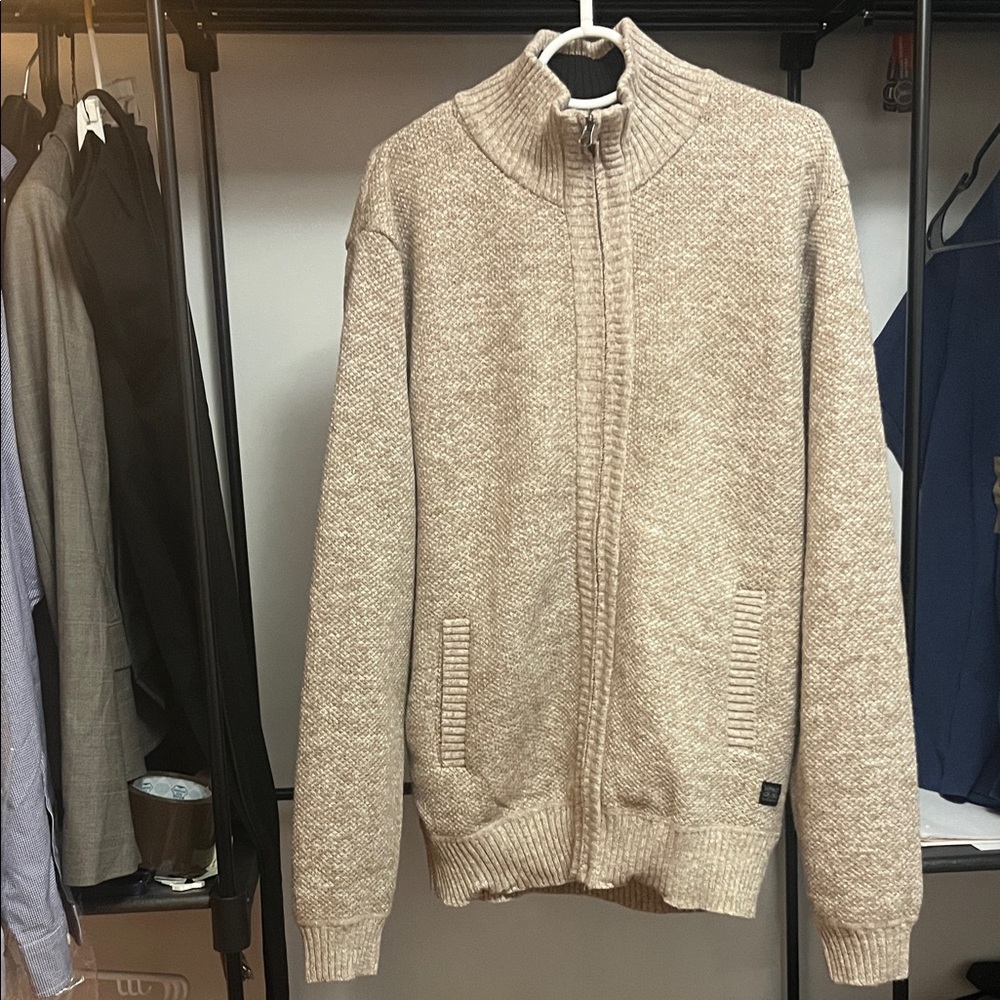 Buffalo David Bitton Men's Tan Zip-Up Sweater